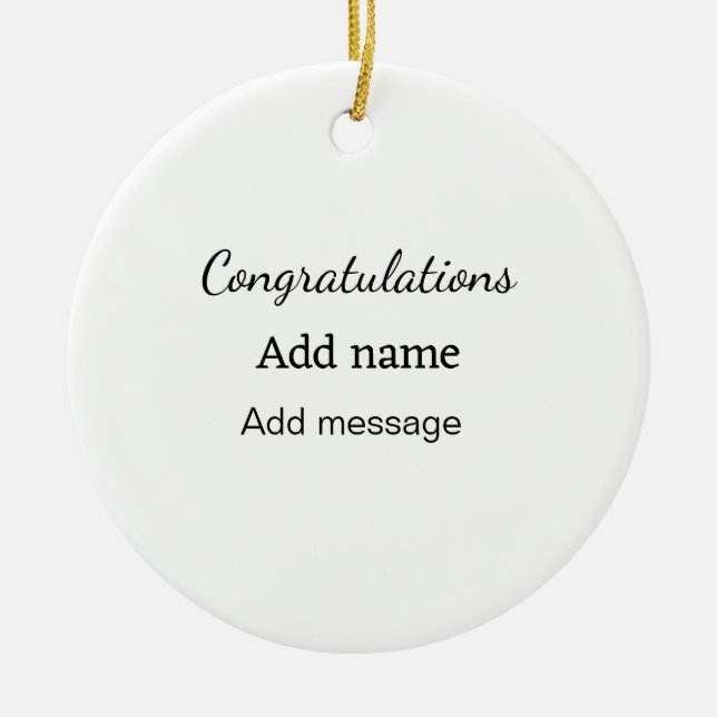 Adorno De Cerámica Enhorabuena agregar mensaje de nombre simple gradu (Frente)