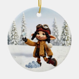 Adorno De Cerámica Enjoying A Snow Day