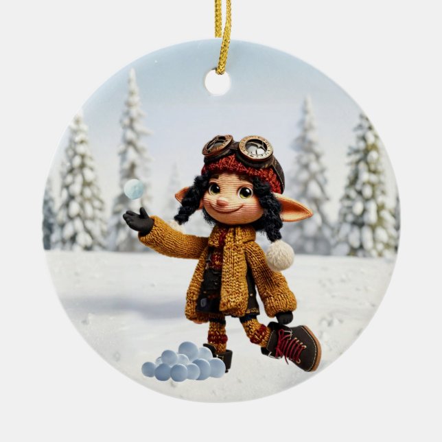 Adorno De Cerámica Enjoying A Snow Day (Frente)
