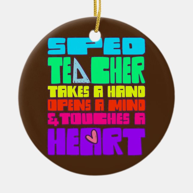 Adorno De Cerámica Enseñanza especial SPED Teacher toma una mano abie (Frente)