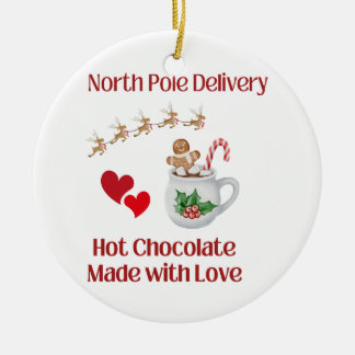 Adorno De Cerámica Entrega del Polo Norte Chocolate Caliente con Amor