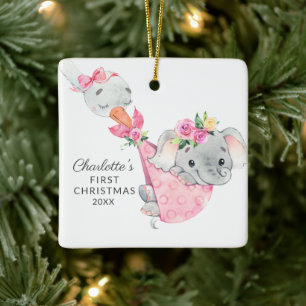 Adorno De Cerámica Entrega Especial El Primer Navidad Elefante del Be