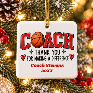 Adorno De Cerámica Entrenador de Baloncesto Personalizado Gracias Nav