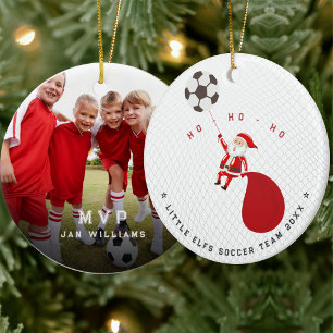 Adorno De Cerámica Entrenador de equipo de fútbol MVP Santa Navidad