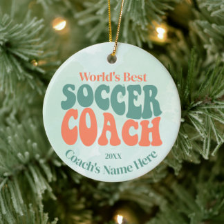 Adorno De Cerámica Entrenador de fútbol retro personalizado