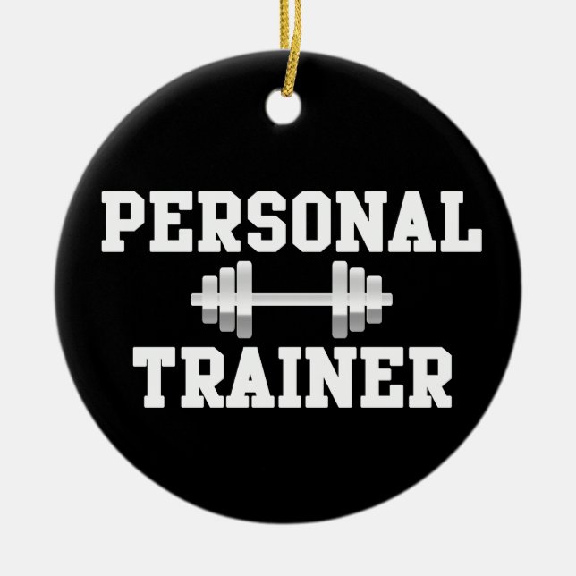 Adorno De Cerámica Entrenamiento personal en tontería blanca y negra (Frente)