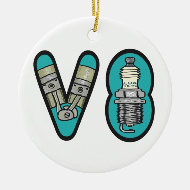 Adorno De Cerámica Entusiasta del coche de Petrolhead V8 (Frente)