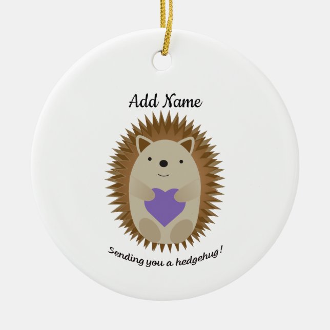 Adorno De Cerámica Enviándote un Hedgehug Hedgehog (Frente)