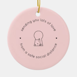Adorno De Cerámica Envío de amor a distancia social gato rosado