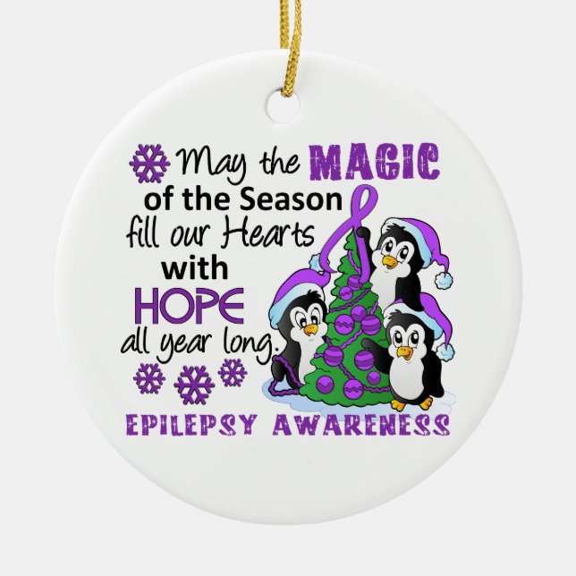 Adorno De Cerámica Epilepsia de los pingüinos del navidad (Frente)