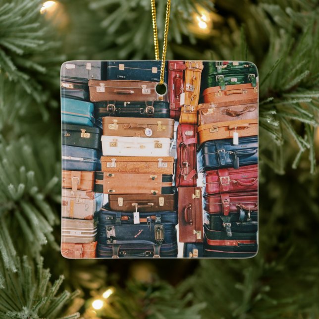 Adorno De Cerámica Equipaje de equipaje de época (Árbol)