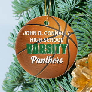 Adorno De Cerámica Equipo de Baloncesto Varsity Verde Navidad Persona