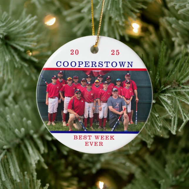Adorno De Cerámica Equipo de Béisbol Cooperown Foto Mejor Hecho De La (Árbol)