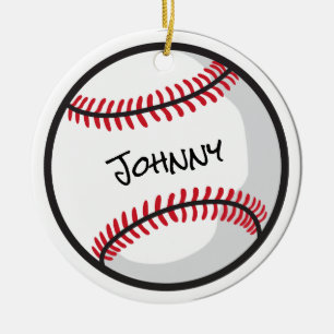 Adorno De Cerámica Equipo de béisbol Personalizado NOMBRE Blanco Rojo