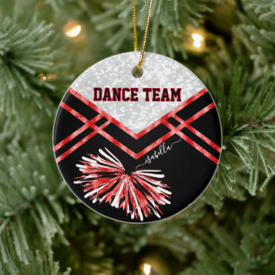 Adorno De Cerámica Equipo de danza negro, blanco y rojo