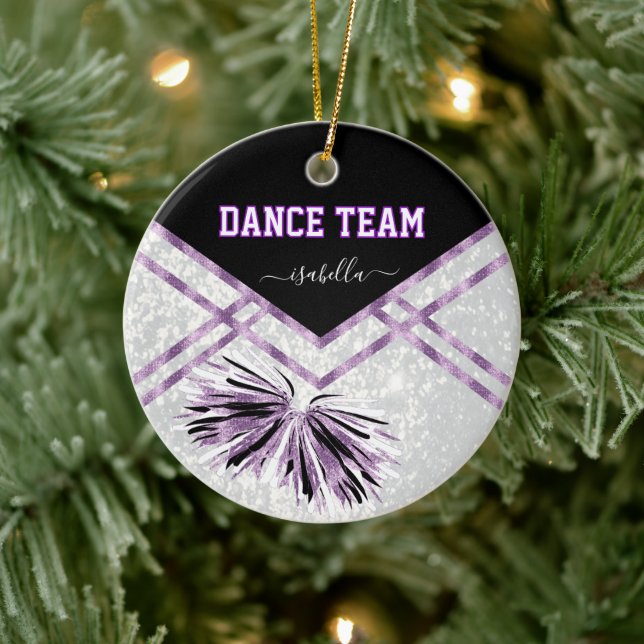 Adorno De Cerámica Equipo de danza Purpurina negro, blanco y morado (Árbol)