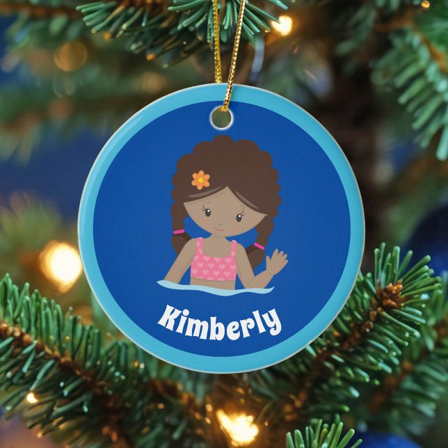 Adorno De Cerámica Equipo de natación Personalizado Cute Chica afroam (Subido por el creador)