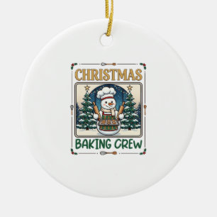 Adorno De Cerámica Equipo de Repostería Navideña Muñeco de Nieve Chef