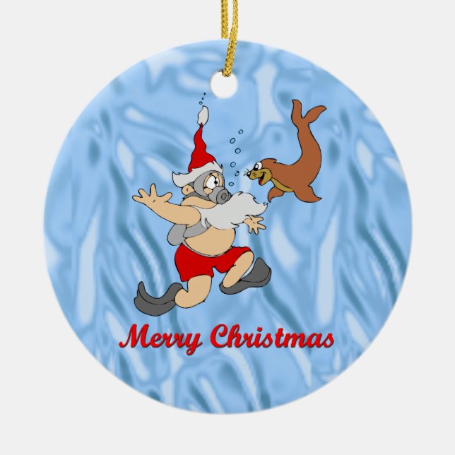 Adorno De Cerámica Equipo de submarinismo Santa (Frente)