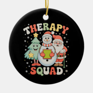 Adorno De Cerámica Equipo de Terapia de Navidad SLP OT PT Crew Santa