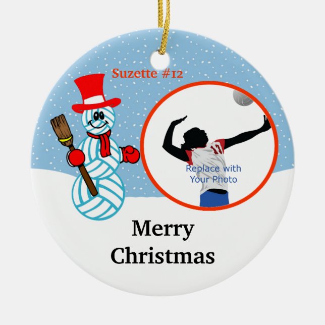 Adorno De Cerámica Equipo del muñeco de nieve del voleibol/ornamento (Frente)