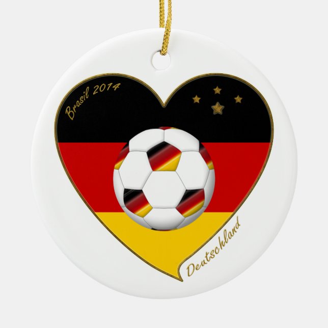 Adorno De Cerámica Equipo nacional de ALEMANIA FÚTBOL 2014 y bandera (Frente)