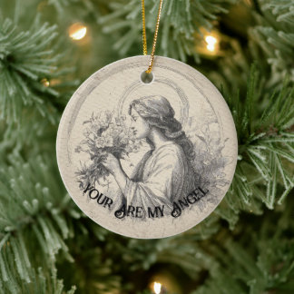 Adorno De Cerámica Eres Mi Ángel Vintage Navidad Personalizado