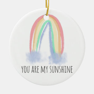 Adorno De Cerámica Eres mi arcoiris pintado con una acuarela brillant