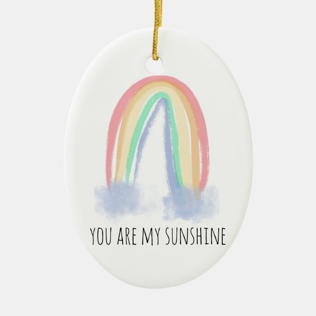 Adorno De Cerámica Eres mi arcoiris pintado con una acuarela brillant (Frente)