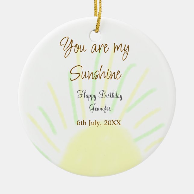Adorno De Cerámica Eres mi nombre de agregación amarillo pastel sunsh (Frente)
