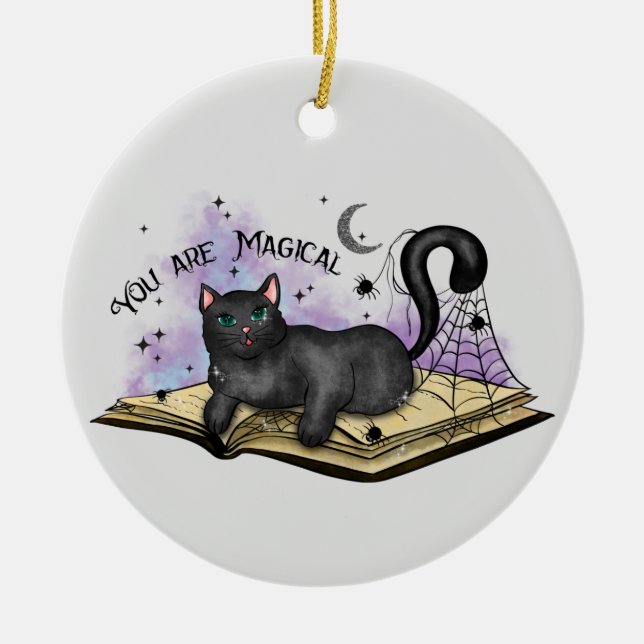 Adorno De Cerámica Eres un gato negro mágico | Para Bookworm (Frente)