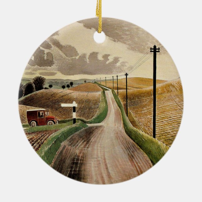 Adorno De Cerámica Eric Ravilious art, Wiltshire Landscape, (Atrás)