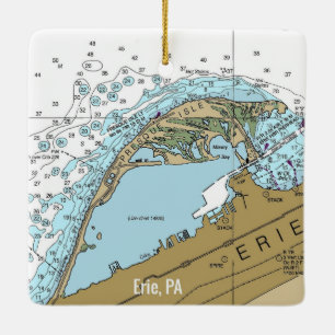 Adorno De Cerámica Erie PA Nautical Chart