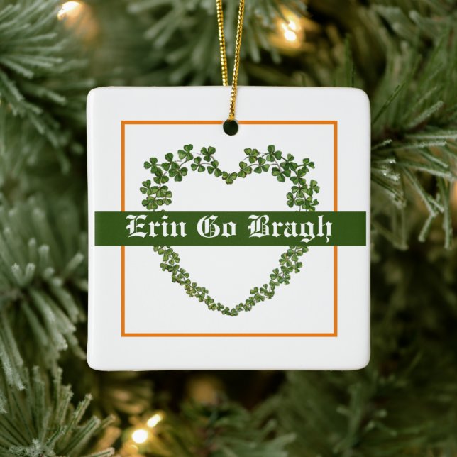 Adorno De Cerámica Erin Go Bragh Shamrock Heart (Árbol)