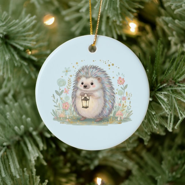 Adorno De Cerámica Erizo Adorable con Linterna (Árbol)