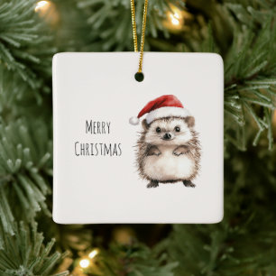 Adorno De Cerámica Erizo Gorro de Santa Navidad