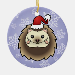 Adorno De Cerámica Erizo pigmeo de Navidad