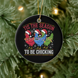 Adorno De Cerámica Es La Temporada Para Ser Pollito Navideño Pollo Oc