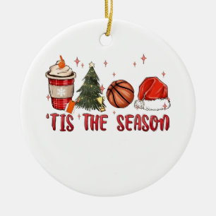 Adorno De Cerámica Es la Temporada Xmas Navidad Baloncesto