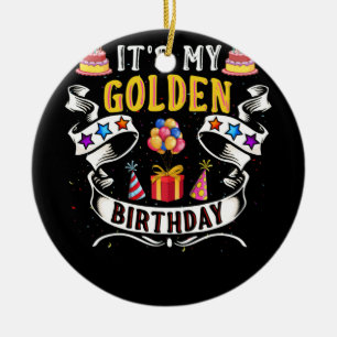 Adorno De Cerámica Es mi cumpleaños dorado Guay Classic