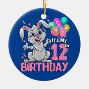 Adorno De Cerámica Es mi cumpleaños número 12 Conejo Cumpleaños 12
