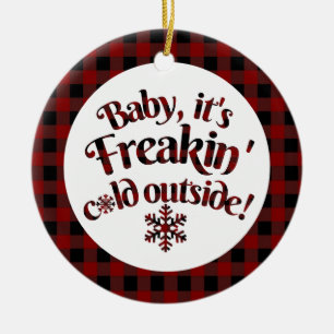 Adorno De Cerámica Es navidad exterior frío de la tela escocesa del