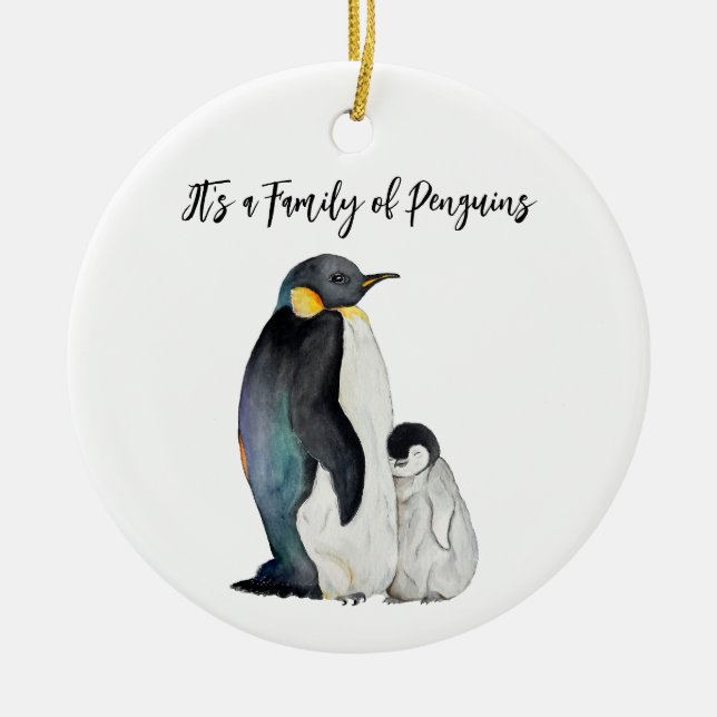 Adorno De Cerámica Es una familia de pingüinos dibujando acuarelas (Frente)