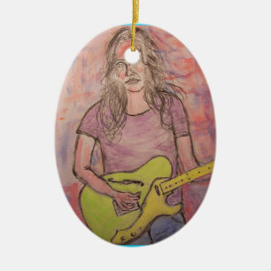 Adorno De Cerámica Esbozo de Chica de música en directo