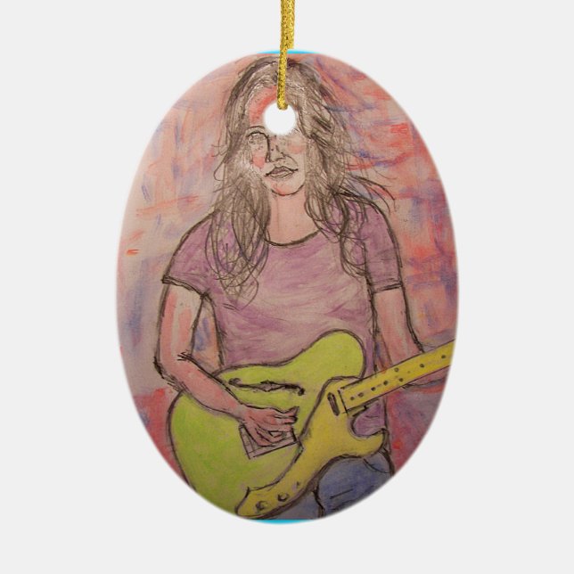 Adorno De Cerámica Esbozo de Chica de música en directo (Frente)