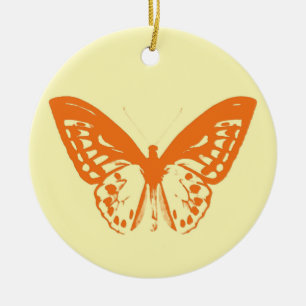 Adorno De Cerámica Esbozo de mariposa, amarillo y naranja