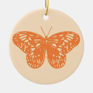 Adorno De Cerámica Esbozo de mariposa, naranja de coral