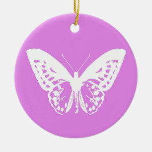 Adorno De Cerámica Esbozo de mariposa, orquídea y blanco