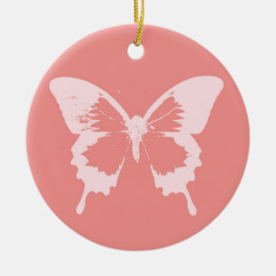 Adorno De Cerámica Esbozo de mariposa, rosa de coral