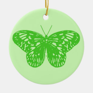 Adorno De Cerámica Esbozo de mariposa, verde lima